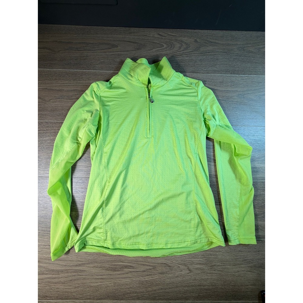 SanSoleil SolCool Lime Green Quarter Zip UPF 50 Cooling Golf Top Women Medium